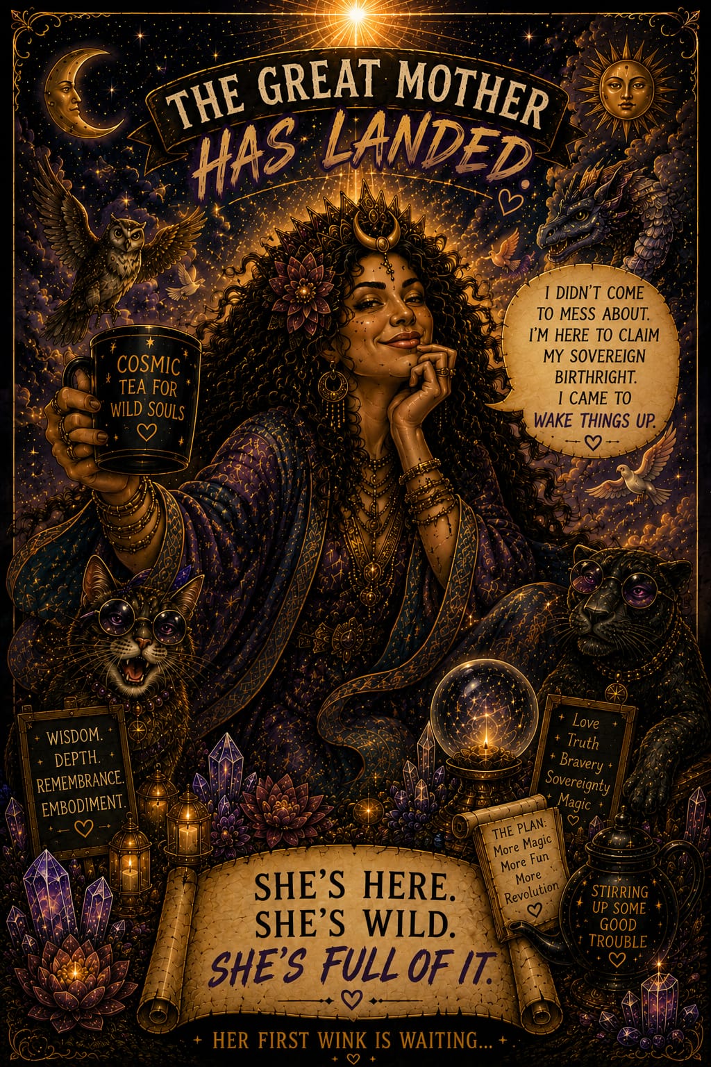 The Great Mother Has Landed — cosmic tea for wild souls